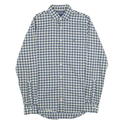 TOMMY HILFIGER Slim Fit Mens Shirt Green 90s Check Long Sleeve S