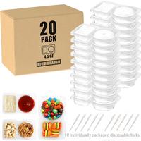20PCS Double Snack Outdoor Camp use Box Condiment Containers with Lids - Reusable, Microwave-Safe, Ideal for Take-Out Picnics...