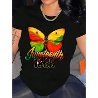 Plus Size Black Juneteenth T-Shirt – Lightweight Casual Crew Neck with Bold 1865 Graphic for Summer