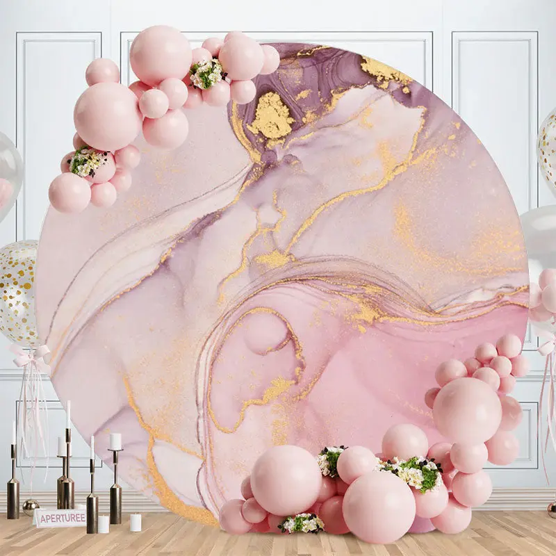 Aperturee Light Pink And Purple Round Abstract Birthday Backdrop