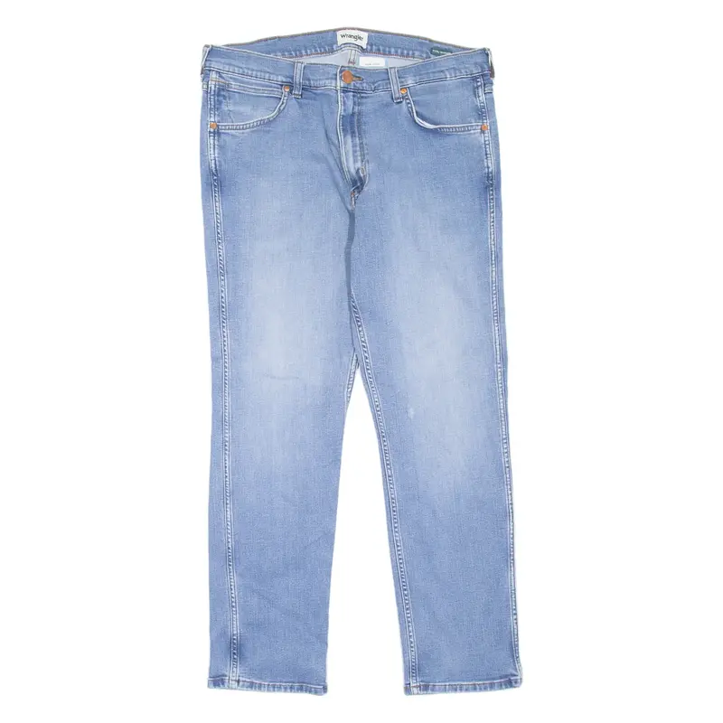 WRANGLER Greensboro Mens Jeans Blue Slim Straight Stone Wash W36 L30