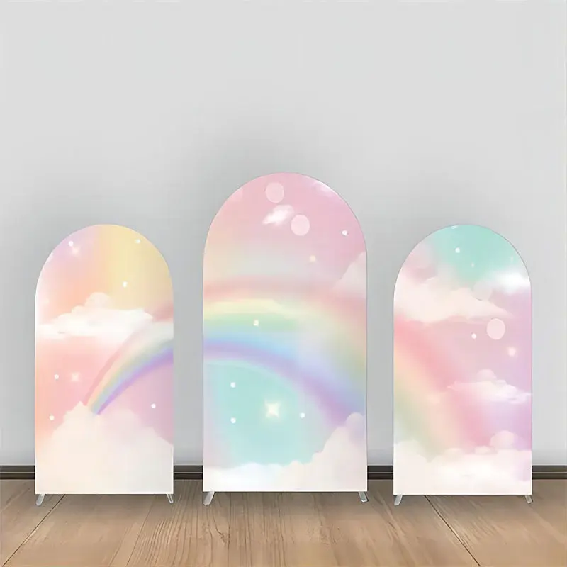 Fantasy Sky Cloud Rainbow Birthday Arch Backdrop Kit - Aperturee