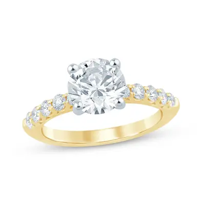 10K Gold 0.75 to 3.25 CT. T.W Round Cut Lab Created Diamond Engagement Ring D VS1-VVS1 Clarity 3EX IGI Certified