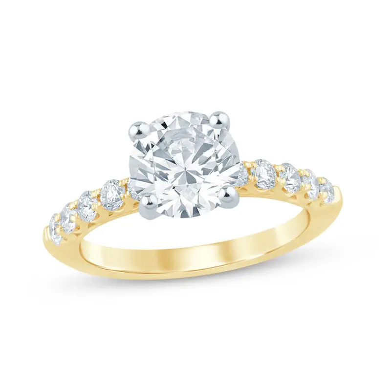 10K Gold 0.75 to 3.25 CT. T.W Round Cut Lab Created Diamond Engagement Ring D VS1-VVS1 Clarity 3EX IGI Certified