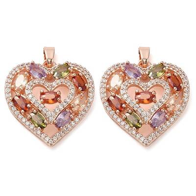 Brass Micro Pave Cubic Zirconia Pendants