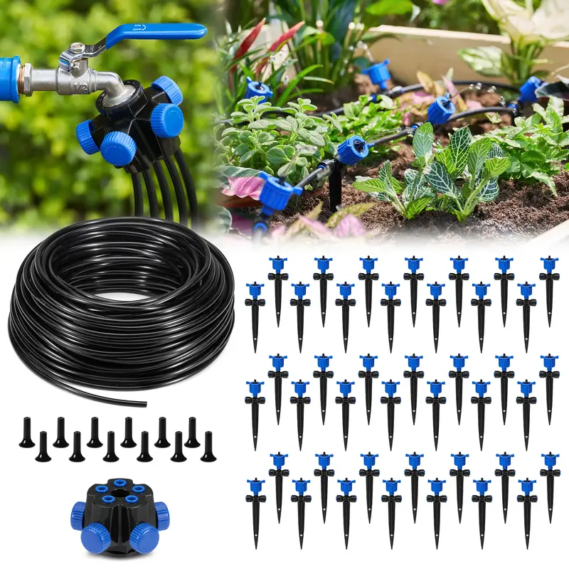 HIRALIY Pressure Compensating Drippers Garden Watering System, New Quick-Connector Drip Irrigation Kits, Irrigation System fo...