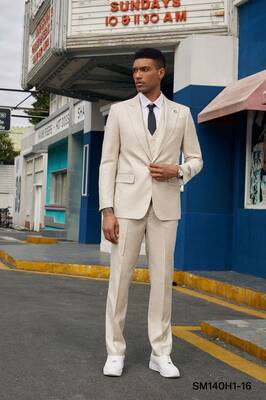 Stacy Adams Men's 3 Piece Hybrid Suit Solid Light Colors