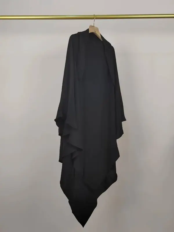 Women's Solid Color 3 Layer Khimar, Modest Casual Hijab for Daily Wear, Women's Islamic Clothing for All Seasons