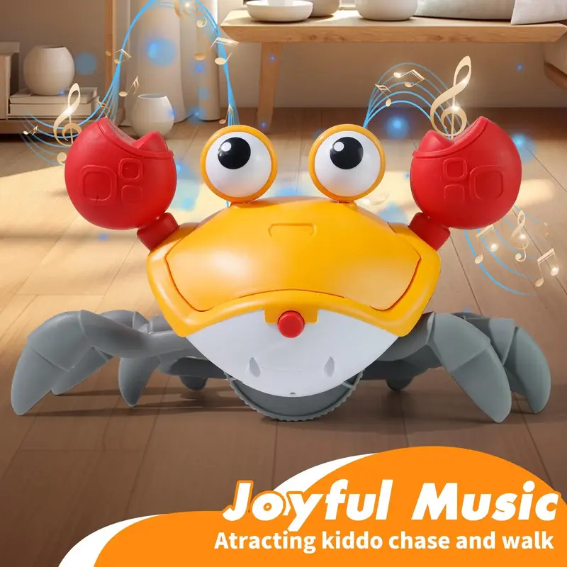Crawling Crab Baby Toy - Infant Tummy Time Learning and Music Development for Toddlers and Pet Entertainment