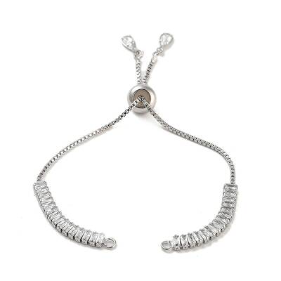 Brass Pave Clear Cubic Zirconia Rectangle Slider Bracelet Making