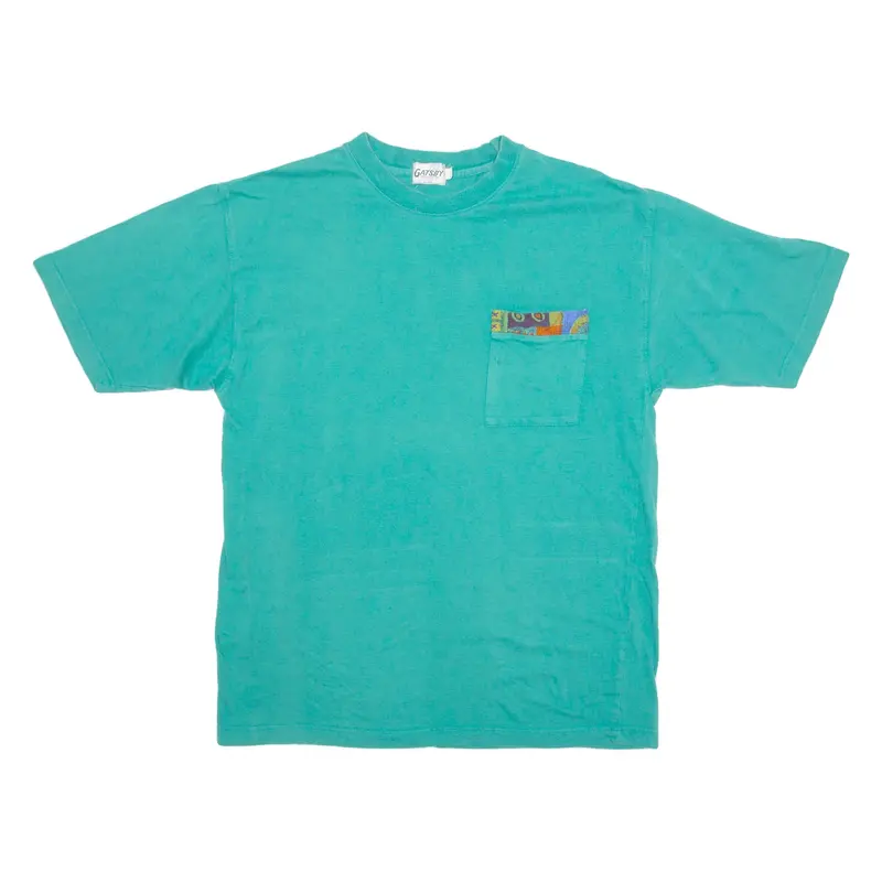 GATSBY Mens T-Shirt Green 90s Crew Neck L