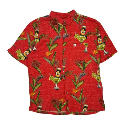 Joe Marlin Hawaiian Shirt - Large Red Viscose