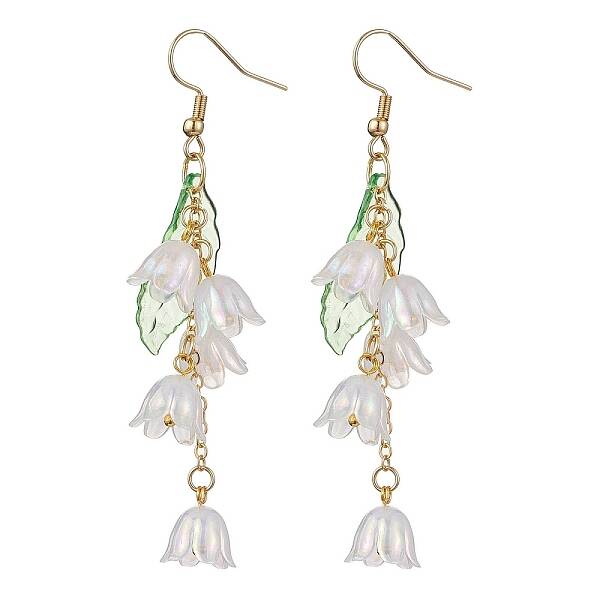 Flower Acrylic with 304 Stainless Steel Dangle Earrings
