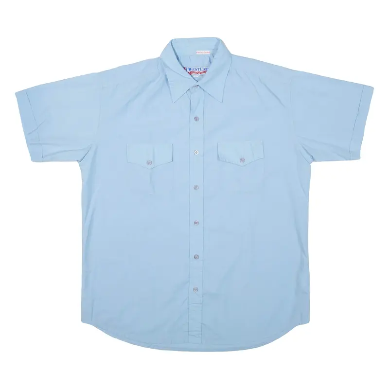 WESTEND Mens Plain Shirt Blue L
