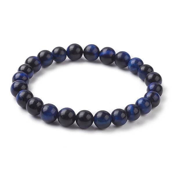 Dyed Natural Tiger Eye Beaded Stretch Bracelets