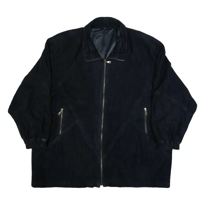 Mens Jacket Black Leather Suede 90s XL