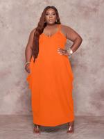 【Plus Size】 Cami Dress, Casual Sleeveless Spaghetti Strap Long Dress for Summer, Women's Plus Clothing for Daily Wear