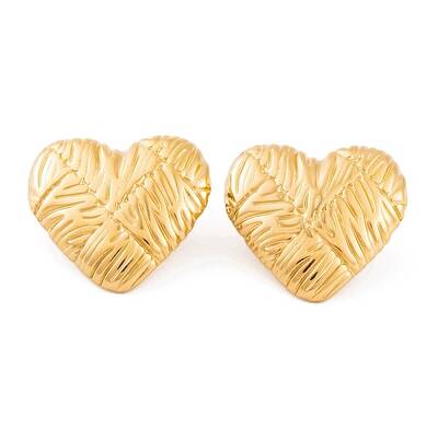 Ion Plating(IP) Heart 304 Stainless Steel Stud Earrings for Women