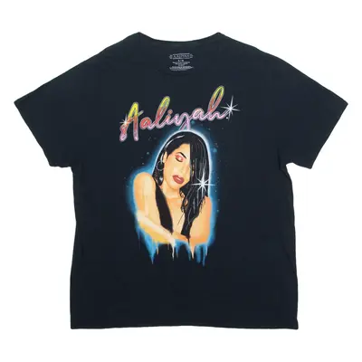 AALIYAH Mens Band T-Shirt Black L