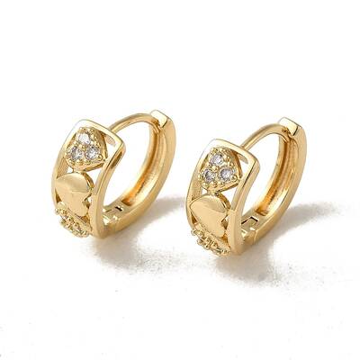 Brass Micro Pave Cubic Zirconia Hoop Earring