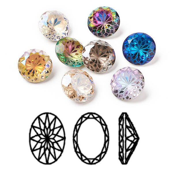 K9 Glass Rhinestone Pointed Back Cabochons