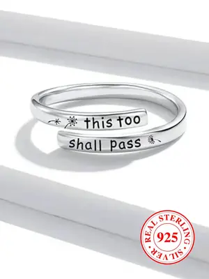 S925 Sterling Silver Cute Letter Engraving Cuff Ring, Fashion Jewelry for Party, Daily Clothing Decor, Trendy All-match & Exq...