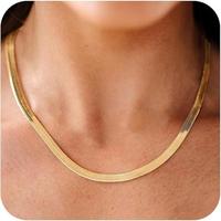 Tewiky Gold Necklace for Women silver Snake Chain Necklace Dainty Simple Herringbone Necklace Gold Choker Necklaces Jewelry f...