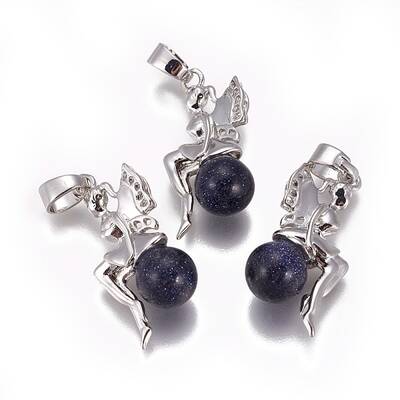 Synthetic Blue Goldstone Pendants