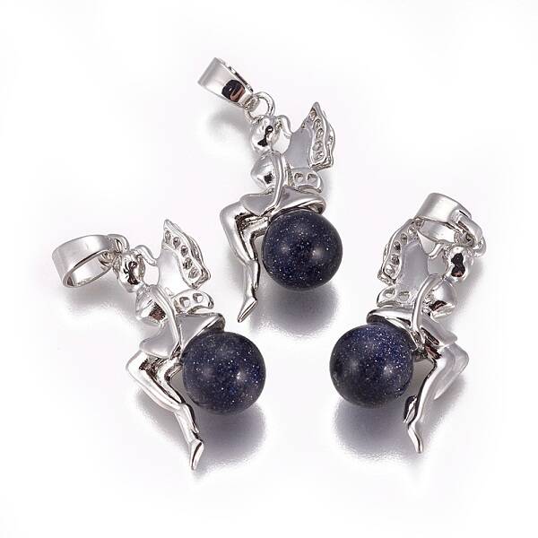 Synthetic Blue Goldstone Pendants