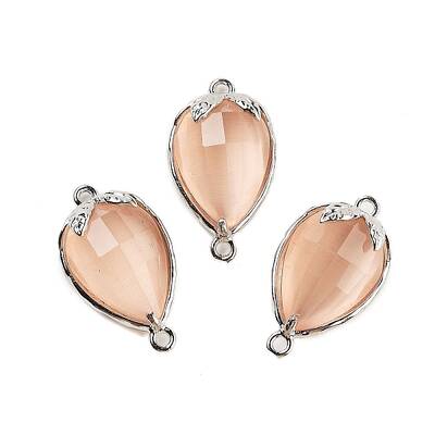 Cat Eye Faceted Teardrop Connector Charms