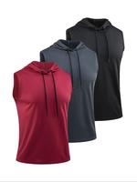 Men's Solid Color Hooded Sports Tank Top, Breathable Sports Top, Casual Sporty Sleeveless Top for Gym Workout Running Cycling...