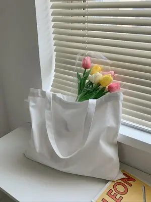 Women's Summer Simple Plain Versatile Large Capacity Tote Bag, Casual Shopping Storage Shoulder Bag, Teen Girl Women College ...