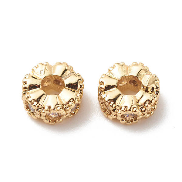 Brass Clear Cubic Zirconia Spacer Beads