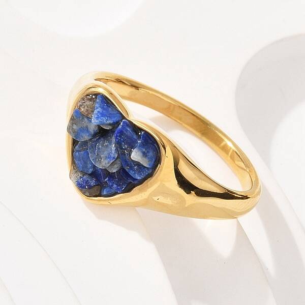 Heart Natural Lapis Lazuli Finger Rings