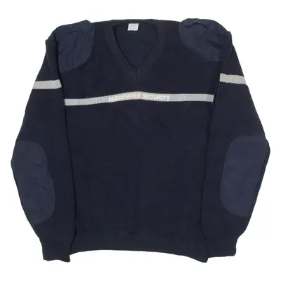 LA FALAISE Passenger Security Mens Heavy Knit Jumper Blue Striped Wool XL
