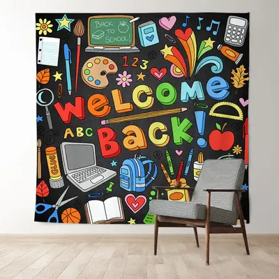 School Supplies Welcome Back To School Backdrop - Aperturee