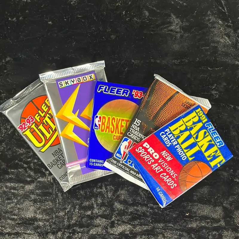 Five Packs of 1990's Basketball Cards