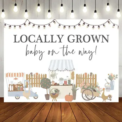 Locally Grown Chick White Rural Baby Shower Backdrop - Aperturee
