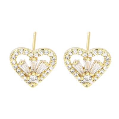 Brass Micro Pave Clear Cubic Zirconia Studs Earring for Women