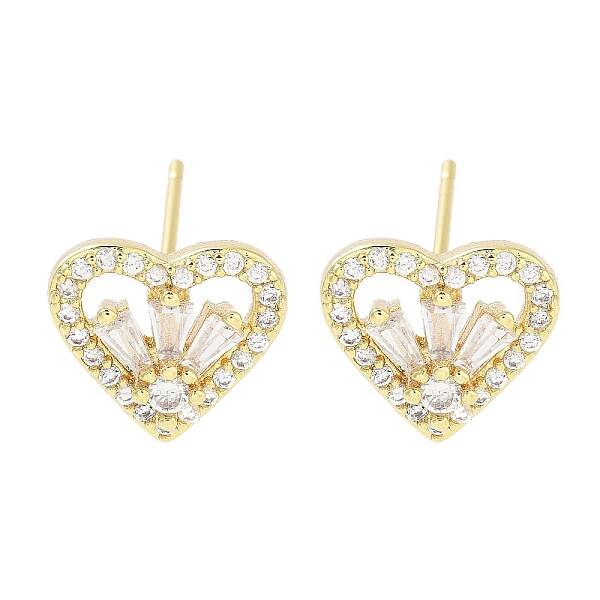 Brass Micro Pave Clear Cubic Zirconia Studs Earring for Women