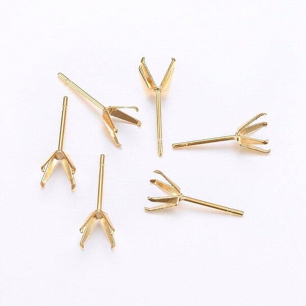 304 Stainless Steel Prong Earring Settings