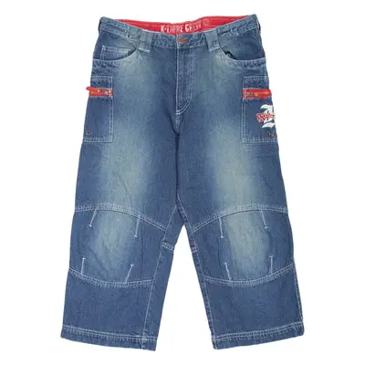 K-LIBRE CREW 3/4 Length Boys Jeans Blue Loose Straight Stone Wash W31 L21