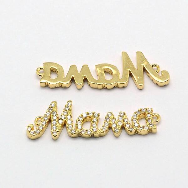 Word Mama Brass Micro Pave Cubic Zirconia Links