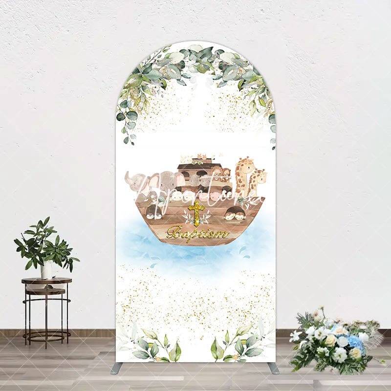 Aperturee Plant Gold Glitter Noahs Ark Baptism Arch Backdrop, 1.6X4FT(0.5X1.2M), 38.18 USD, arch backdrop kit, GAH0E320-A