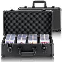 VEVOR Graded Card Storage Box, 4 Slots, Graded Sports Cards Holder Carrying Case with Key Lock Foam Dividers, for 96 PSA Grad...