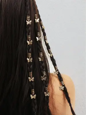 20pcs Butterfly Decor Alloy Plain Hair Ring, Mini Butterfly Design Metal Hair Clip, Fashion Hair Accessories for Girls & Wome...