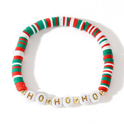 Christmas Polymer Clay Heishi Beaded Stretch Bracelets