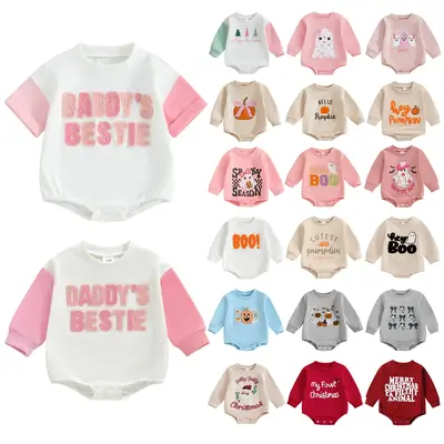 Newborn Baby Boy Girl Outfit My First Halloween/Christmas Outfits Infant Sweatshirt Bubble Cute Outfit Fall One Piece Clothes...