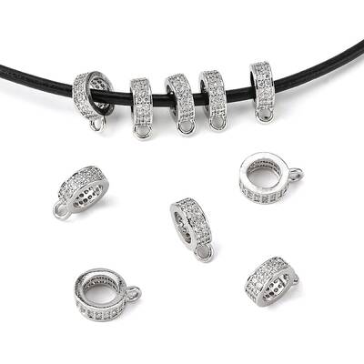 Brass Micro Pave Cubic Zirconia Tube Bails
