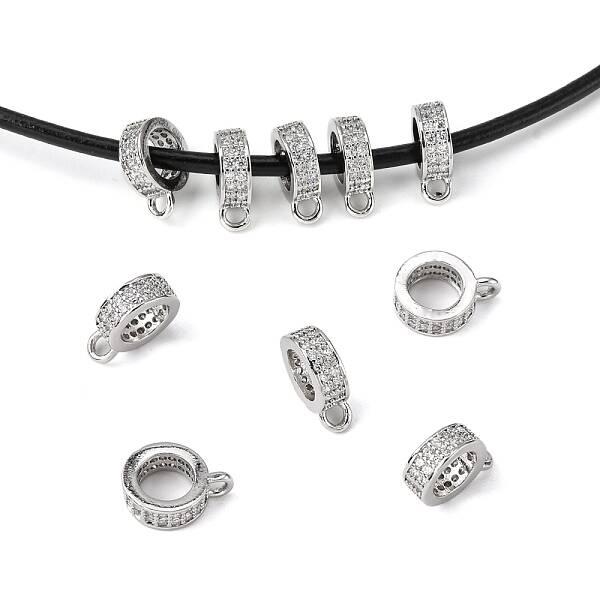 Brass Micro Pave Cubic Zirconia Tube Bails